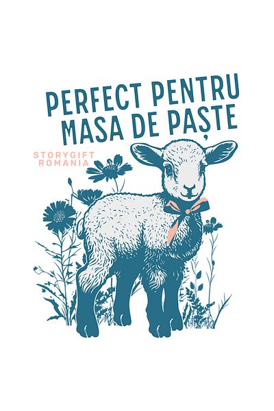 StoryGift Romania Sticker Autocolant 70CM Adeziv perfect pentru masa de paste miel cu funda familie cu Margini A