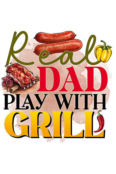 StoryGift Romania Sticker Adeziv 90CM cu mesajul "Real dad play with grill", tatal adevarat se joaca cu gratarul