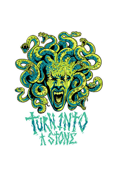 StoryGift Romania Sticker Eticheta 50CM Personalizata Medusa, Serpi, Cu Mesajul in Engleza Turn into a Stone, c