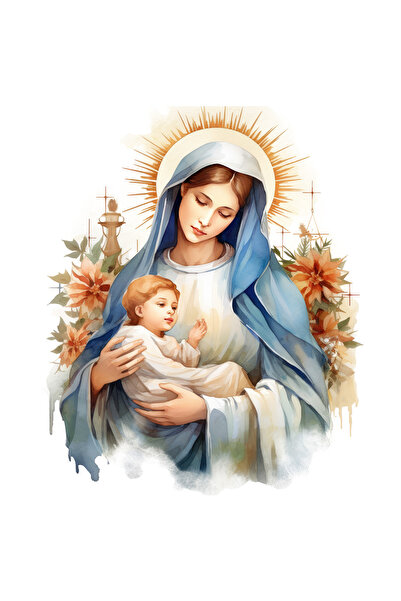 StoryGift Romania Sticker Eticheta 40CM cu Maica Domnului care il tine pe Pru...