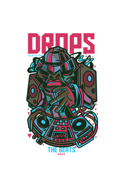 StoryGift Romania Sticker Autocolant 70CM Cu Portret Barbat DJ, Petrecere, Muzica Mixata, Text In Engleza Drops,