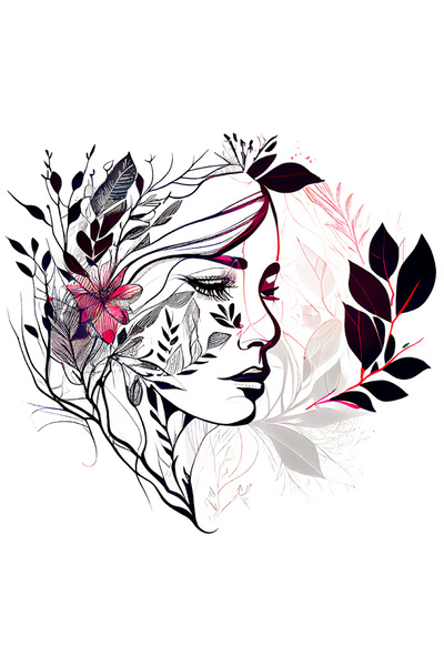 StoryGift Romania Sticker Adeziv 90CM cu o fata de femeie, ilustratie, arta a...