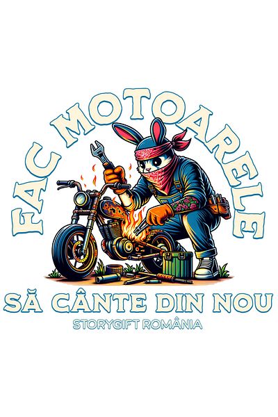 StoryGift Romania Sticker Eticheta 40CM Adeziv Iepure Mecanic text fac motoarele sa cante din nou cu Margini Alb