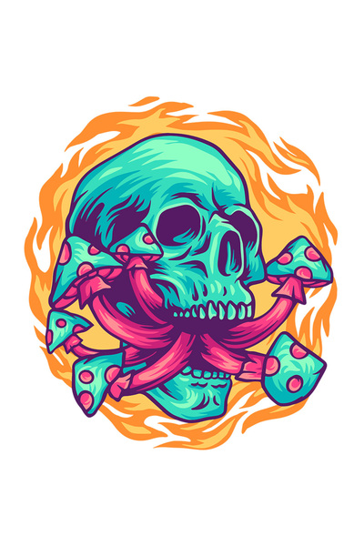 StoryGift Romania Sticker Autocolant 70CM Cu Craniu, Ciuperci, Flacari, Cerc,...