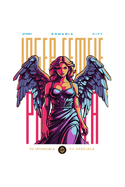 StoryGift Romania Sticker Adeziv 90CM Adeziv Femeie cu aripi de inger, Mesaj ...