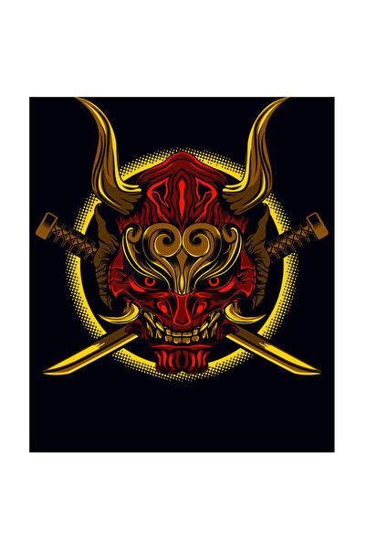 StoryGift Romania Sticker Autocolant 70CM Cu Masca, Oni, Asiatic, Demon, Sabi...