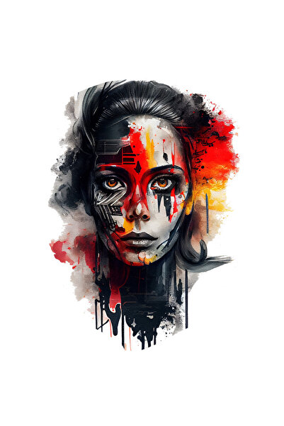 StoryGift Romania Sticker Autocolant 70CM Cu Pictura Curgatoare Portret Fata ...