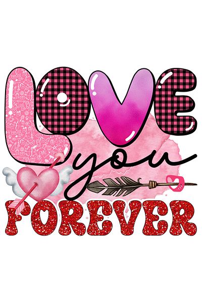 StoryGift Romania Sticker Eticheta 50CM cu mesajul "Love you forever", iubire, Valentine's Day, ilustratie, into
