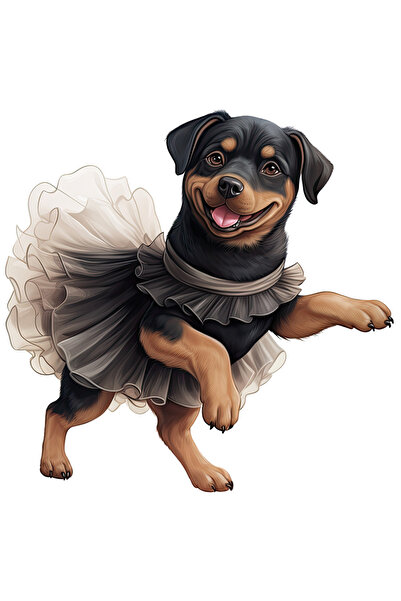 StoryGift Romania Sticker Eticheta 40CM cu un catel Rottweiler care danseaza,...