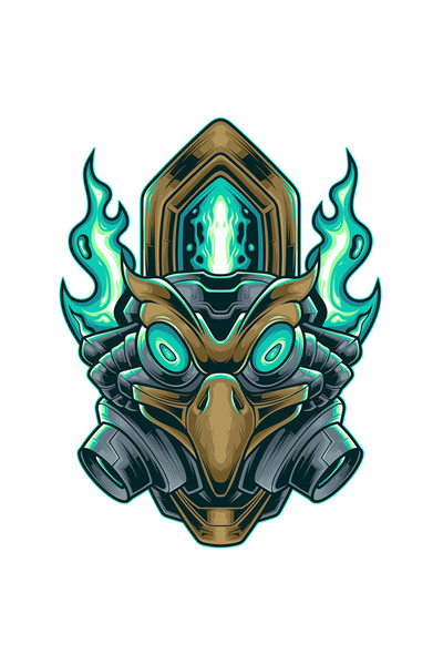 StoryGift Romania Sticker Autocolant 70CM Cu Pasare, Mecanic, Robot, Cyberpunk, SF, Flacara, cu Margini Albe, P