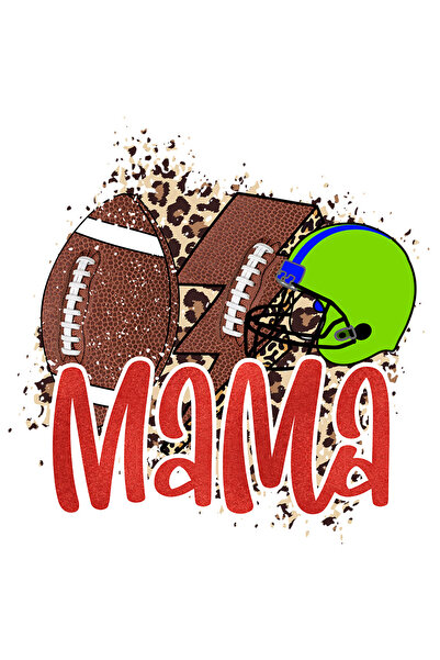 StoryGift Romania Sticker Cu Minge De Fotbal American, Fulger, Casca Verde Cu Mesajul "mama", Ilustratie, Sp