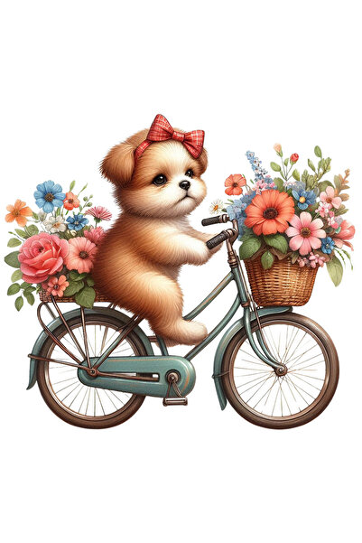 StoryGift Romania Sticker Adeziv 90CM cu un catel care merge cu bicicleta, co...