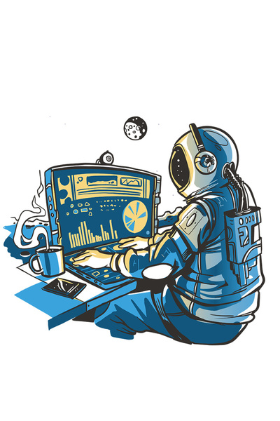 StoryGift Romania Sticker Eticheta 50CM Personalizata Astronaut, IT, Cafea, cu Margini Albe, PVC Vinyl 50 cm