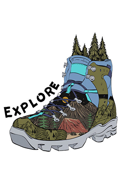 StoryGift Romania Sticker Eticheta 50CM cu mesajul "Eplore", calatorie, ilust...