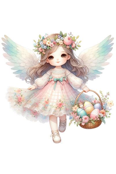 StoryGift Romania Sticker Adeziv 90CM cu o fetita cu aripi de ingeras, ilustr...