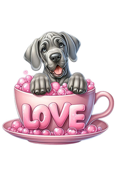 StoryGift Romania Sticker Autocolant 70CM cu un catel gri vesel, ilustratie, ...