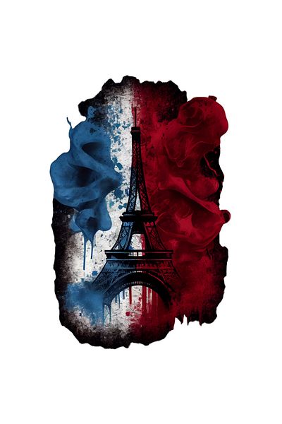 StoryGift Romania Sticker Autocolant 70CM Cu Monument, Turnul Eiffel, Paris, Franta, Steag, cu Margini Albe, PV