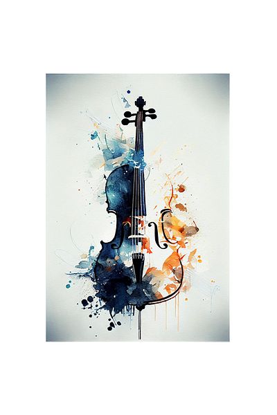 StoryGift Romania Sticker Label 40CM With Painting Violin, Classical Music, Musical Instruments, Artist, Multicolor
