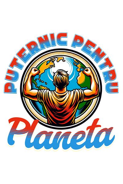 StoryGift Romania Sticker Eticheta 50CM cu Silueta umana Barbat Planeta Pamant Text Puternic Pentru Planeta cu M