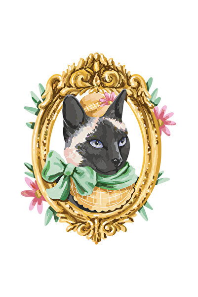 StoryGift Romania Sticker Autocolant 70CM Cu Tablou, Pisica, Portret, Funda, Flori, cu Margini Albe, PVC Vinyl 70 cm