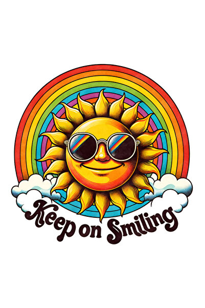 StoryGift Romania Sticker Adeziv 90CM cu mesajul "Keep on smiling", stilul hi...