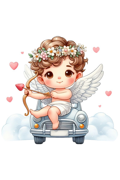 StoryGift Romania Sticker Eticheta 50CM cu un bebelus Cupidon care sta pe cap...