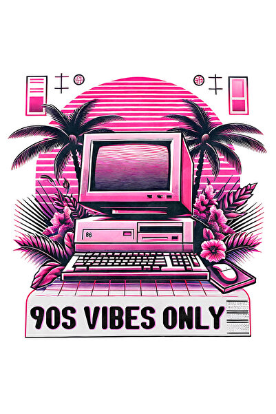 StoryGift Romania Sticker Autocolant 70CM cu mesajul "90s vibes only", ilustr...