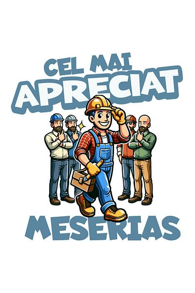 StoryGift Romania Sticker Adeziv 90CM cu Barbat In Salopeta Albastra Cu Palarie De Protectie Vesel Text In Limba
