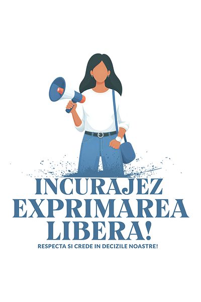 StoryGift Romania Sticker Autocolant 70CM Adeziv Femeie cu Megafon Mesaj Motivational Incurajez Exprimarea Liber