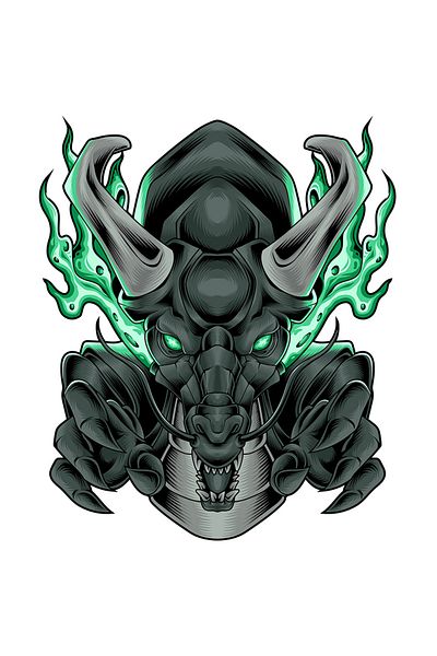 StoryGift Romania Sticker Eticheta 50CM Cu Dragon, Gheare, Coarne, Flacari, Mecha, Robot, SF, cu Margini Albe,