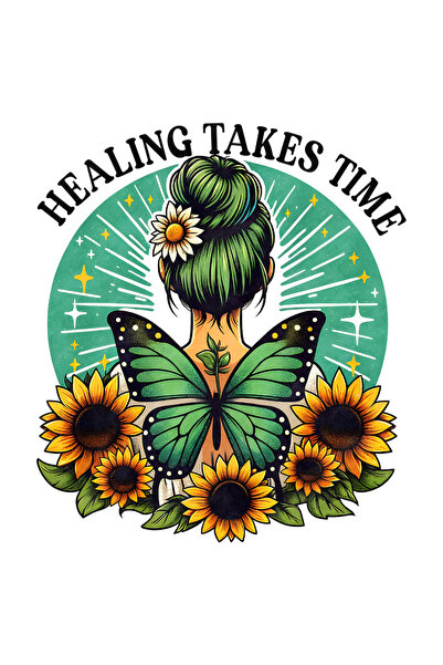 StoryGift Romania Sticker Eticheta 40CM cu mesajul "Healing takes time", stil...