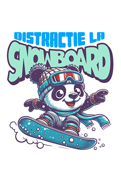 StoryGift Romania Sticker Adeziv 90CM cu Urs panda cu Echipament Sport Placa De Snowboard Sport De Iarna Text Di