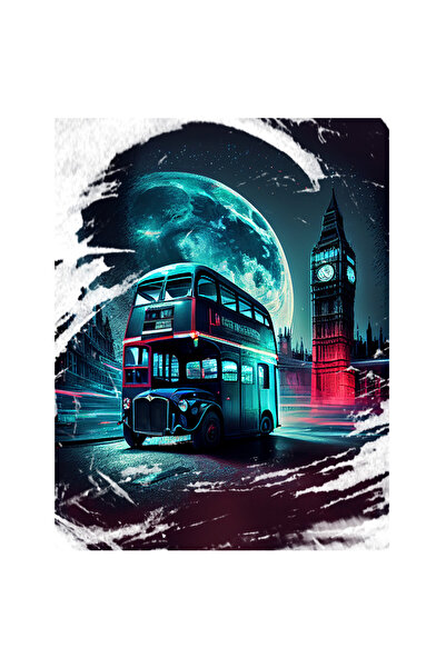 StoryGift Romania Sticker Autocolant 70CM Cu Ceasul Big Bean, Noapte instelata, LunaIimensa Stralucitoare, Autob