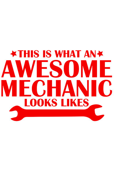 StoryGift Romania Sticker Exterior cu mesajul "Asa arata un mecanic uimitor" , Vinyl Rosu, 30 cm