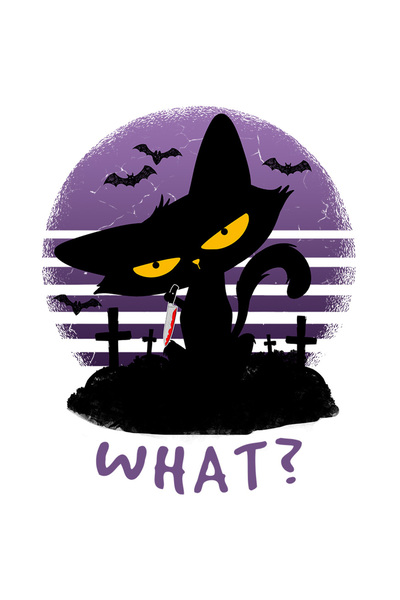 StoryGift Romania Sticker Autocolant 70CM cu pisica horror in cimitir cu mesa...