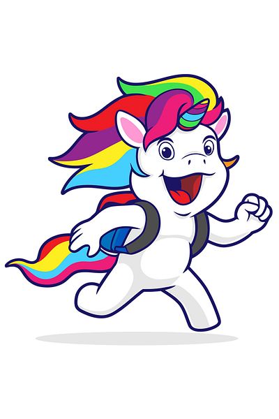 StoryGift Romania Sticker Eticheta 50CM Cu Unicorn, Elev, Student, Ghiozdan, Alergare, cu Margini Albe, PVC Vin