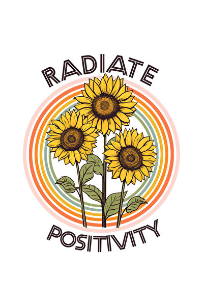 StoryGift Romania Sticker Adeziv 90CM cu mesajul "Radiate positivity", ilustr...