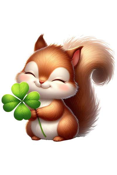 StoryGift Romania Sticker Cu O Veverita Fericita, Ilustratie, Norocoasa, Trif...