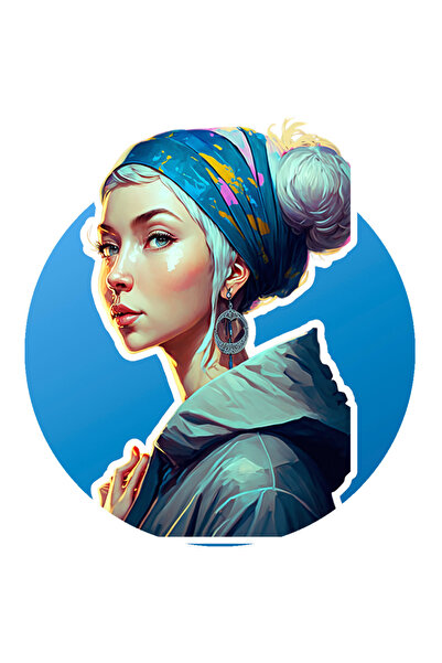 StoryGift Romania Sticker Eticheta 50CM Cu Fata, Portret, Cercel, Esarfa, Jac...