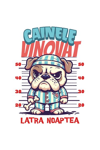StoryGift Romania Sticker Adeziv 90CM cu Caine Nervos Suparat Arestat Text Cainele Vinovat Latra Noaptea cu Marg