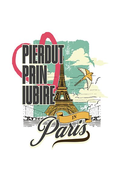StoryGift Romania Sticker Adeziv 90CM Adeziv Turnul Eiffel Paris iubire pierdut cu Margini Albe, PVC Vinyl 90 cm