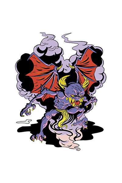 StoryGift Romania Sticker Autocolant 70CM Cu Monstru Mic Mov Cu Aripi Imense,...