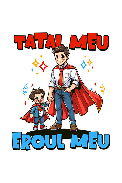 StoryGift Romania Sticker Cu Barbat Costum Super Erou Copii Fiu Text Super Tata Momente De Neuitat Familie C