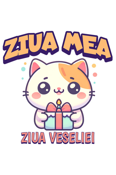 StoryGift Romania Sticker Adeziv Pisica Sarbatorita Aniversare Ziua Mea, Ziua...