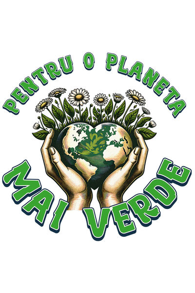 StoryGift Romania Sticker Autocolant 70CM cu Pamant In Forma De Inima Flori M...