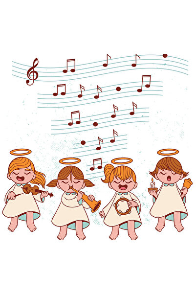 StoryGift Romania Sticker Cu Ingeri, Cor, Instrumente Muzicale, Cantec, Cu Ma...