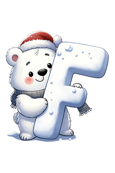 StoryGift Romania Sticker Cu Un Urs Polar Care Tine Litera "f", Ilustratie, C...