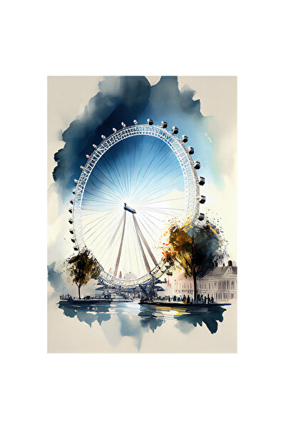 StoryGift Romania Sticker Adeziv 90CM Cu Peisaj London Eye, Atractii Turistic...