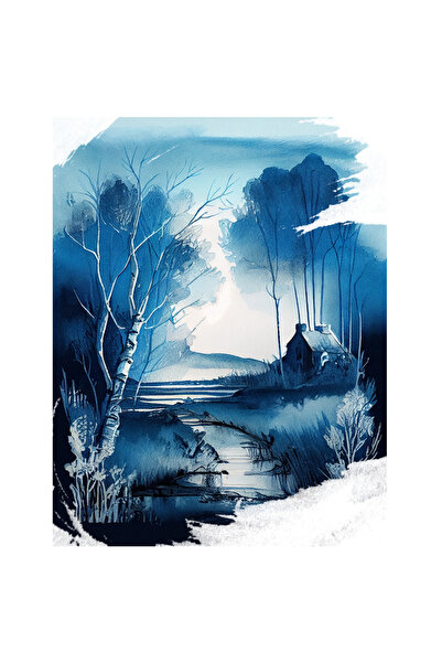 StoryGift Romania Sticker Adeziv 90CM Cu Pictura Priveliste Padure Inghetata,...