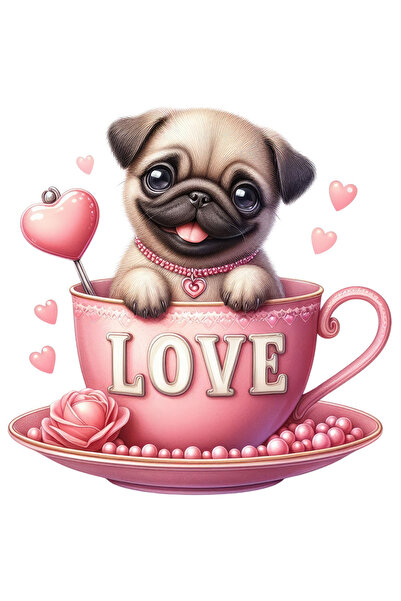 StoryGift Romania Sticker Autocolant 70CM cu un catelus Pug, ilustratie, vese...